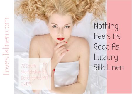 Luxury silk linen with Tender Woman Postcardデザインテンプレート