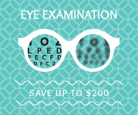 Clinic Promotion Eye Examination Offer in Blue Large Rectangle Design Template