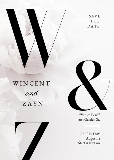 Save the Date and Wedding Event Announcement Invitation Tasarım Şablonu