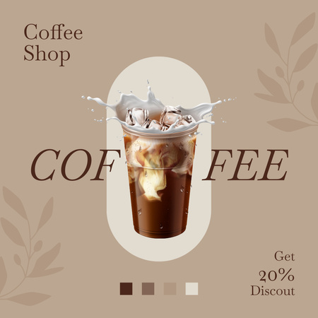 Iced Coffee With Milky Splash At Discounted Rates Instagram Design Template