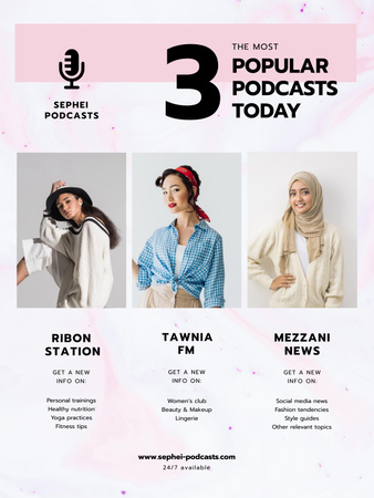 Plantilla de diseño de Popular podcasts with Young Women Poster 36x48in 