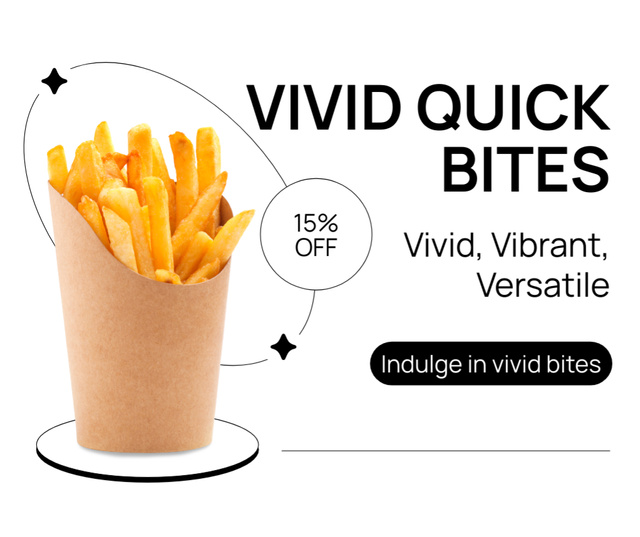 Ad of Discount in Fast Casual Restaurant with French Fries Facebook Design Template