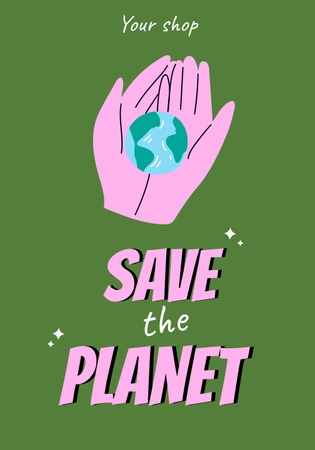 Eco Concept with Planet in Hands Poster 28x40in Design Template