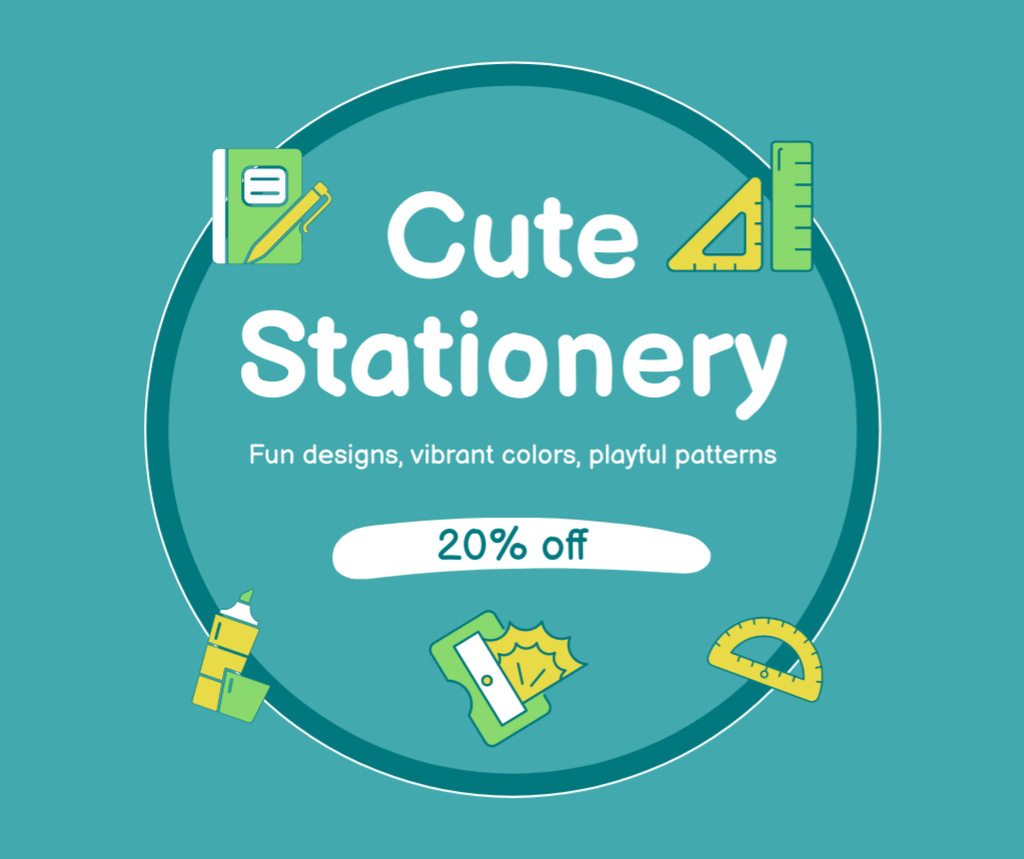 Stationery Shop Offer On Cute Products Facebook tervezősablon