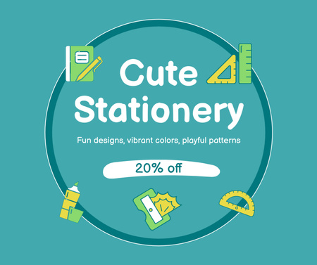 Stationery Shop Offer On Cute Products Facebook Design Template
