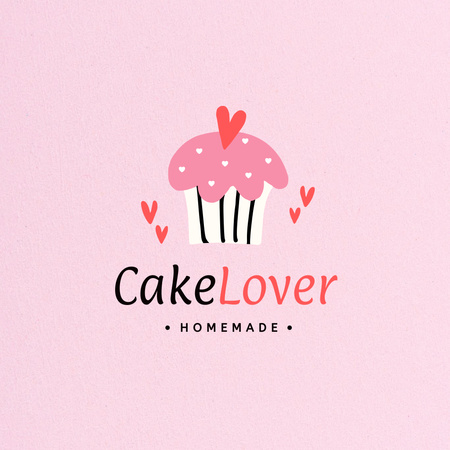 Bakery Ad with Yummy Sweet Cake Logoデザインテンプレート