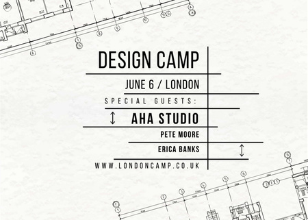 Plantilla de diseño de Design camp announcement on blueprint Postcard 5x7in 