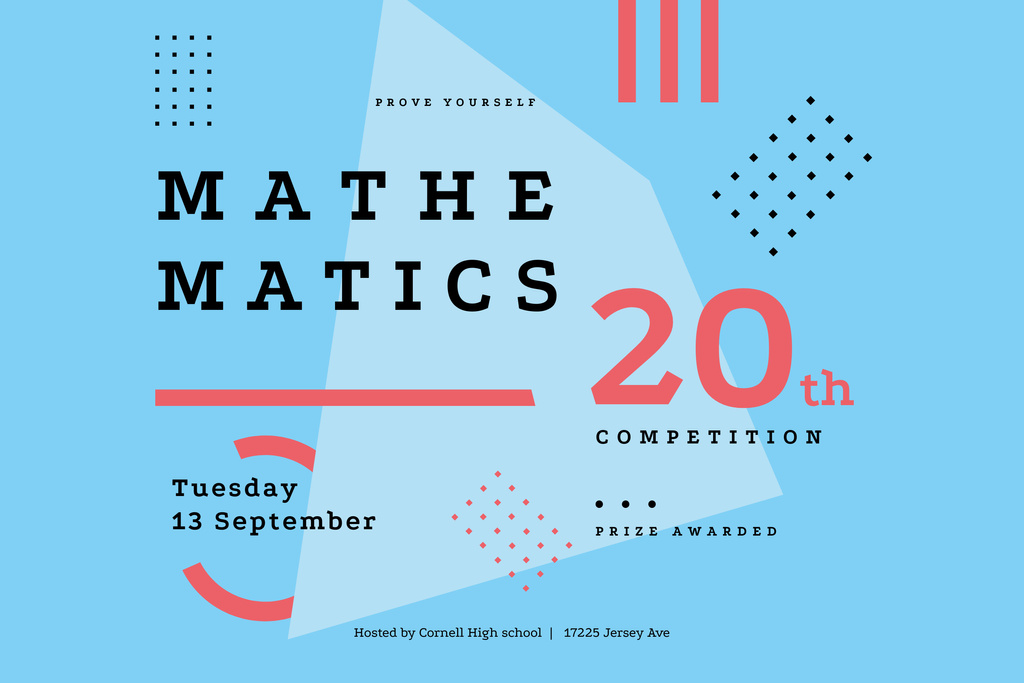 Math Competition Announcement on Blue Poster 24x36in Horizontal Šablona návrhu