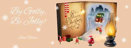 Saudação de Natal de uma loja com livro de conto de fadas Facebook cover Modelo de Design