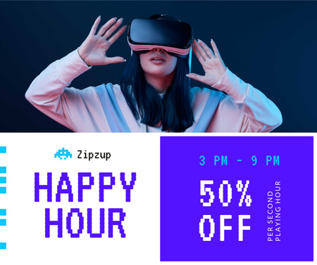Продаж гаджетів Дівчина в окулярах VR Facebook – шаблон для дизайну