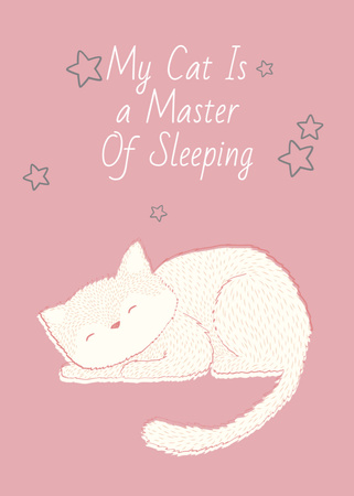 Ontwerpsjabloon van Flayer van Cute Cat Sleeping in Pink