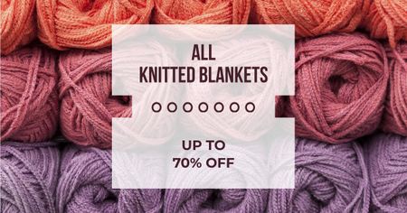 Knitting Blankets ad with Yarn Skeins Facebook AD Design Template