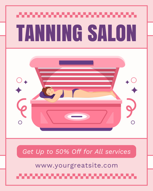 Discount on All Tanning Salon Services Instagram Post Vertical Tasarım Şablonu