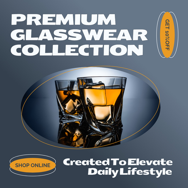 Premium Glassware Collection With Discounts Online Instagram AD – шаблон для дизайна