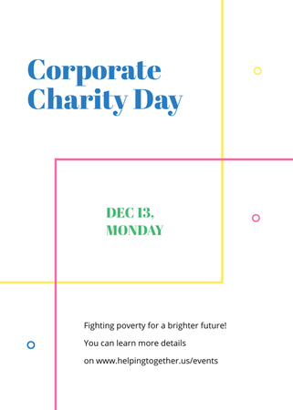Corporate Charity Day on simple lines Flayer Πρότυπο σχεδίασης