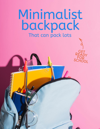 Platilla de diseño Sale Offer of School Backpack with Stationery Poster 8.5x11in