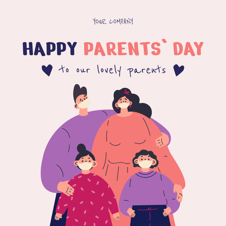 Illustration for Happy Parents' Day Instagram Design Template