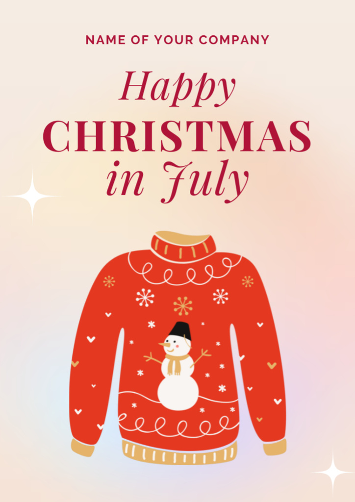Designvorlage Amazing Christmas in July Congrats with Red Sweater illustration für Flyer A4
