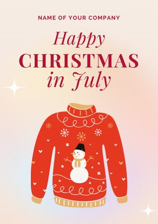 Amazing Christmas in July Congrats with Red Sweater illustration Flyer A4 Design Template