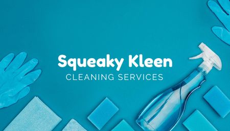 Cleaning Services Offer with Cleaning Tools Business Card US Design Template