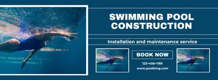 Plantilla de diseño de Collage con propuesta de servicios de construcción de piscinas Facebook cover 