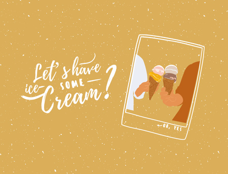 Ontwerpsjabloon van Postcard 4.2x5.5in van Holding Delicious Ice Cream In Yellow