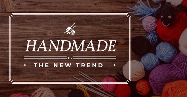 Handmade workshop Annoucement with yarn Facebook AD Tasarım Şablonu