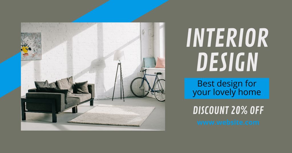Discount on Interior Design for Home Facebook AD Tasarım Şablonu