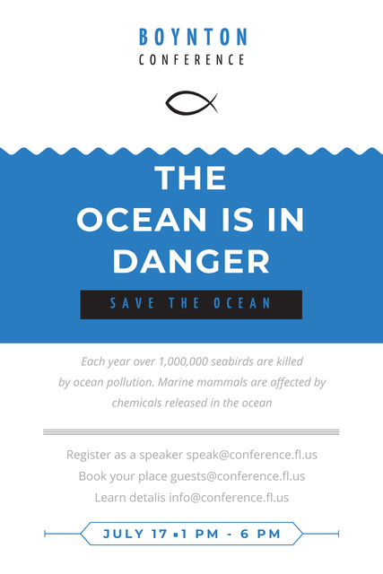 Ontwerpsjabloon van Pinterest van Boynton conference the ocean is in danger