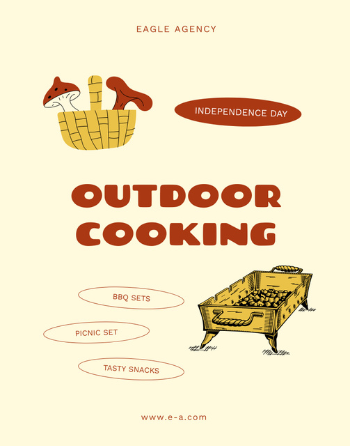 Outdoor Cooking on USA Independence Day Celebration Poster 22x28in Design Template