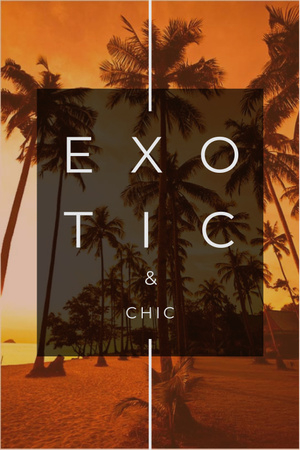 Exotic tropical resort Ad with Palms Pinterest Design Template