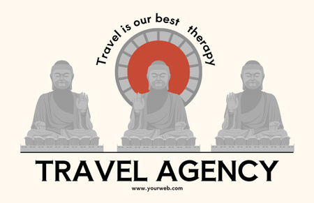 Designvorlage Offer of Travel to Asia with Illustration of Buddha Statues für Thank You Card 5.5x8.5in