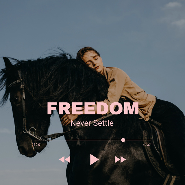 Designvorlage Mental Health Inspiration with Girl on Horse für Instagram