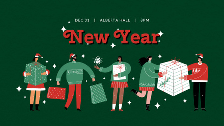 Plantilla de diseño de New Year Party Announcement FB event cover 