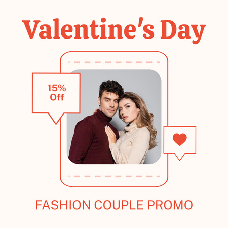 Ontwerpsjabloon van Instagram AD van Modepromo voor koppels met korting vanwege Valentijnsdag