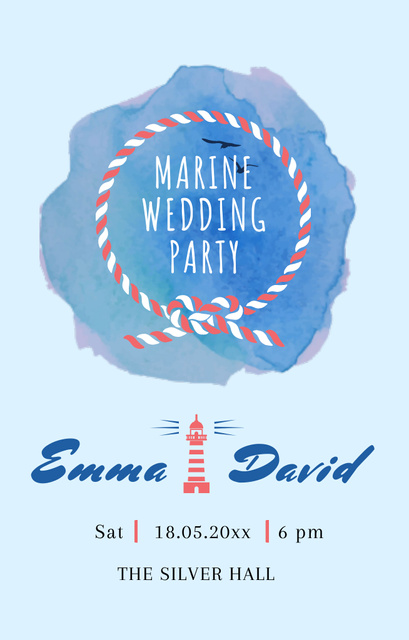 Template di design Announcement of Wedding Party with Watercolor Invitation 4.6x7.2in