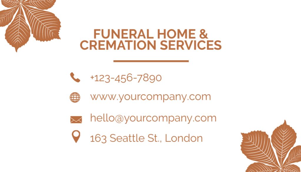 Funeral and Cremation Services Business Card US Tasarım Şablonu