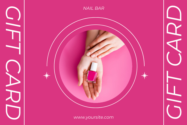 Manicure Services Offer with Pink Nail Polish Gift Certificate Tasarım Şablonu