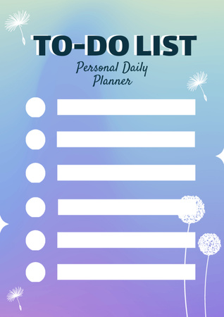 Personal Daily Planner with Dandelion Flowers Schedule Planner Design Template