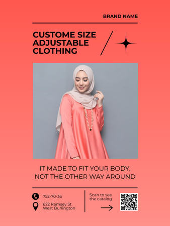 Template di design Offerta di abbigliamento regolabile con donna in hijab Poster US