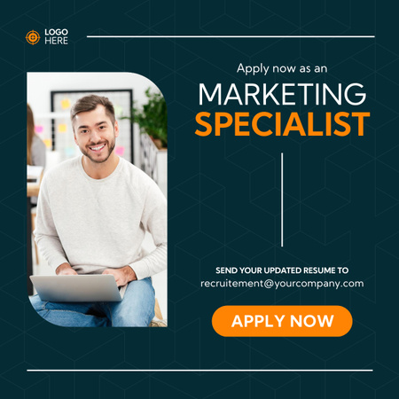 Platilla de diseño Marketing Specialist Hiring Ad on Deep Green LinkedIn post