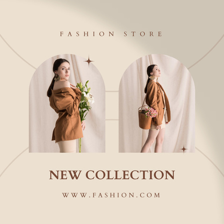 Szablon projektu Fashion Ad with Girl in Brown Outfit Instagram