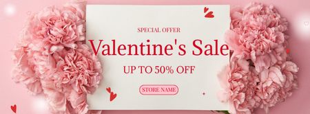 Valentine's Day Sale with Pink Flowers Facebook cover Design Template