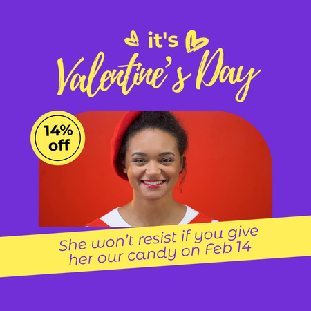 Valentine`s Day Candy Sale Offer Animated Post Design Template