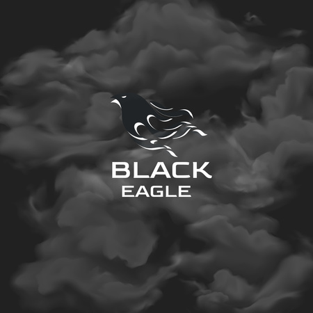 Designvorlage schwarzer adler emblem in dunklen wolken für Logo