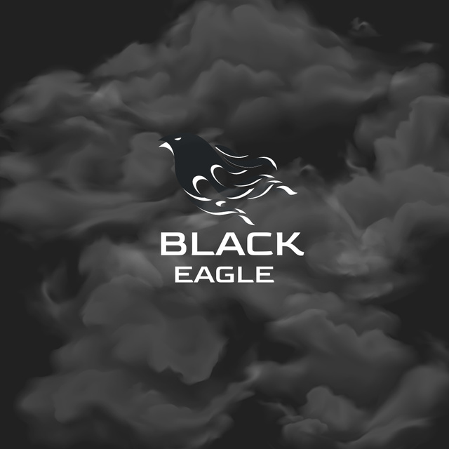 Black Eagle Emblem in Dark Clouds Logoデザインテンプレート