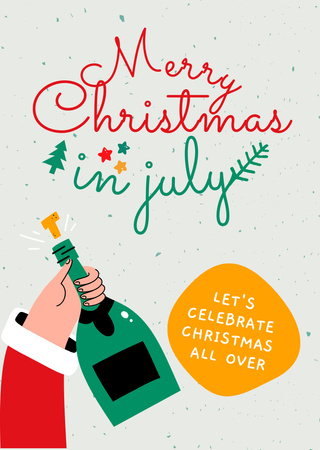 Authentic Christmas in July Festivities With Champagne Flyer A6 Design Template