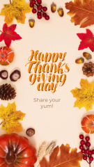 Thanksgiving Holiday Greeting With Leaves And Chestnuts