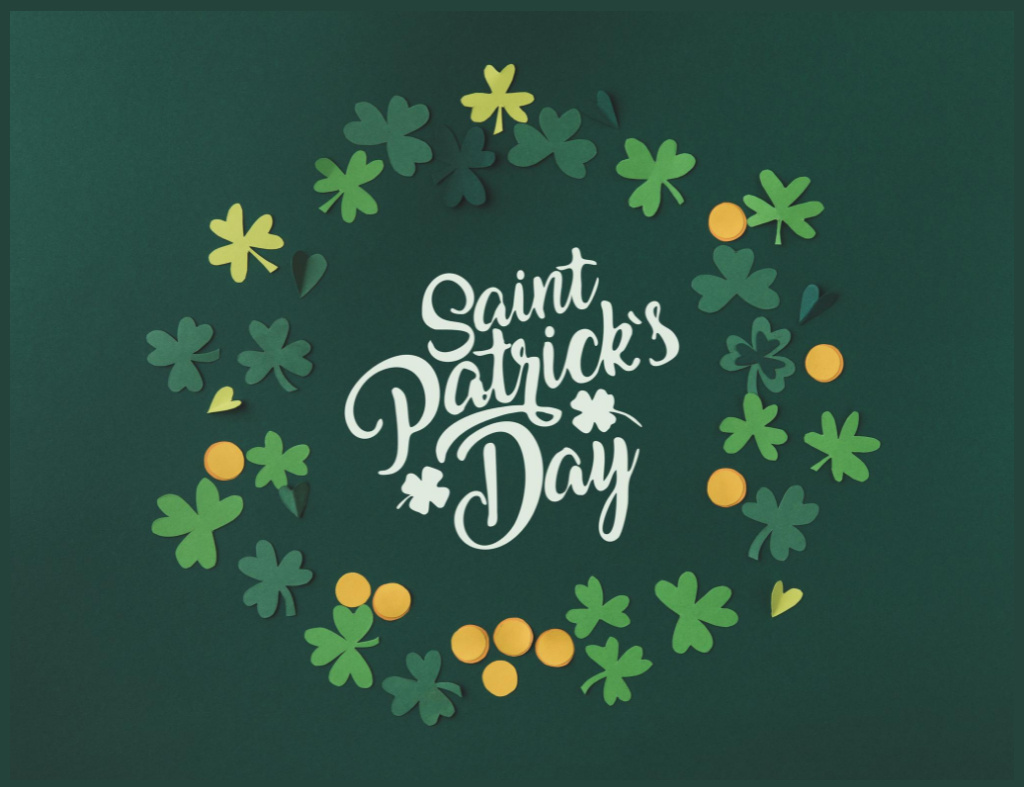 Greeting for Happy St. Patrick's Day Thank You Card 5.5x4in Horizontal Design Template