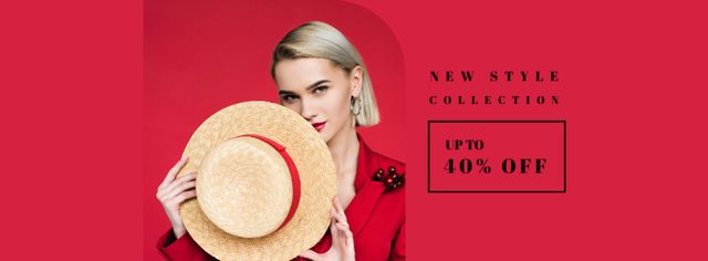 Plantilla de diseño de Fashion Collection Sale with Blonde Woman Facebook cover 